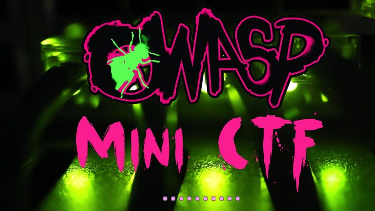 OWASP Mini-CTF 2018 splash screen with visually appealing logo