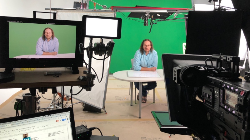 Behind the scenes taping a LinkedIn Learning video