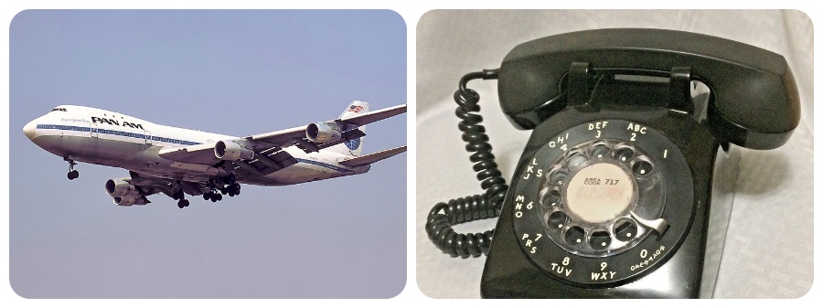 Pan Am 747 airliner and rotary phone
