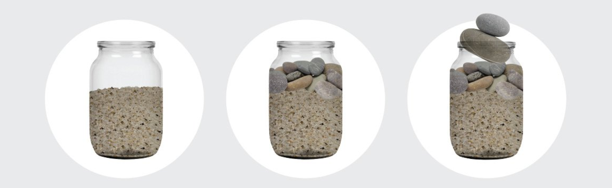 Jars with sand and rocks in them
