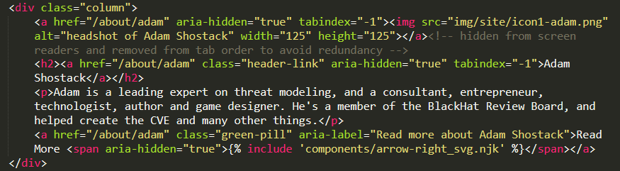 accessible markup of redundant links featuring aria attributes