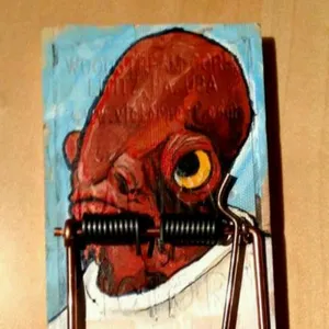 Admiral Ackbar painted on a mousetrap