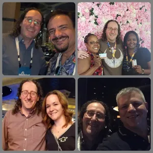 collage of group photos with Adam Shostack around Blackhat 2019