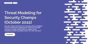 A banner for the course threat modeling for security champs