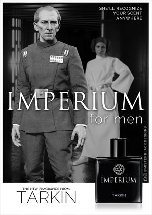 An advertising style poster featuring Grand Moff Tarkin and Princess Leia