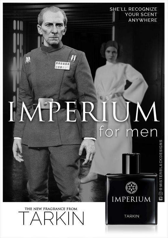 An advertising style poster featuring Grand Moff Tarkin and Princess Leia