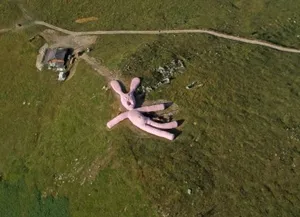 A giant pink rabbit, no more