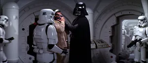 A screencapture from Star Wars, the first time we hear Darth Vader speak