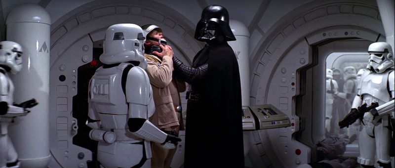 A screencapture from Star Wars, the first time we hear Darth Vader speak