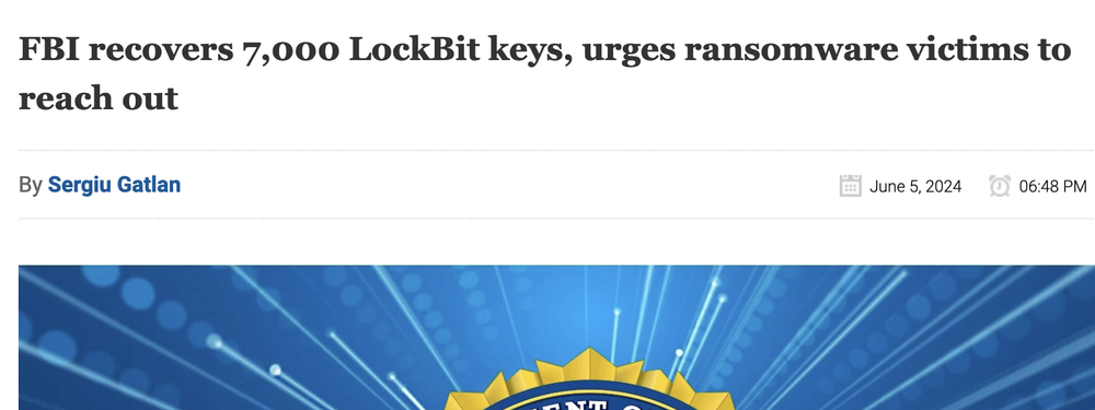 A headline about 7,000 lockbit keys