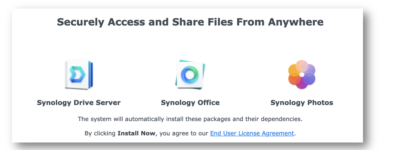 The ad for Synology photos displayed after an emergency security update.