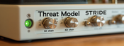 a midjourney image of a stereo with knobs for STRIDE, Kil  chains and Killl chains