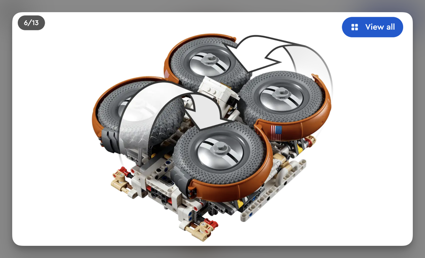 The Lego
version of the rover, folded up