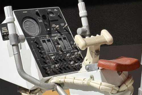 A close up of
the console