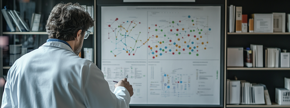a man at a complex diagram