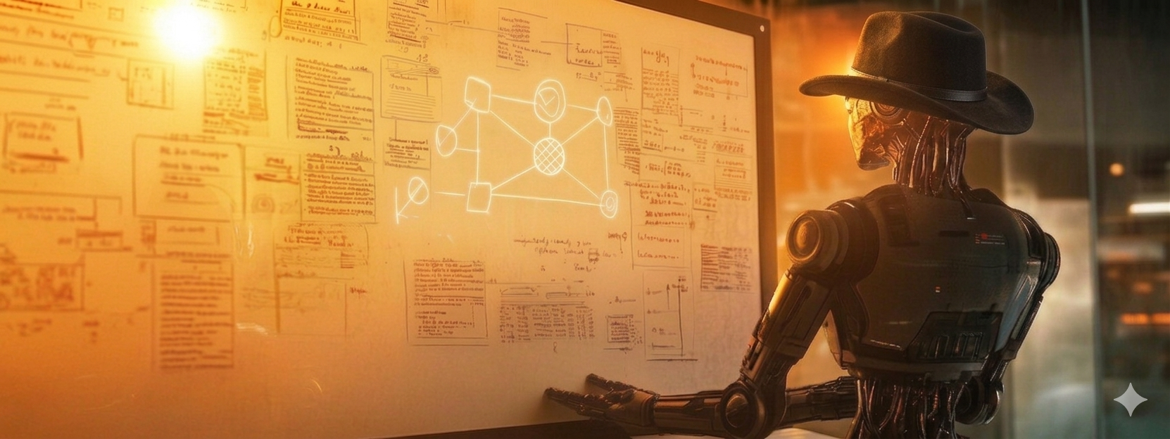a robot viewing symbols on a whiteboard