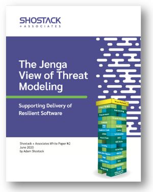 Cover page of whitepaper titled 'The Jenga View of Threat Modeling'