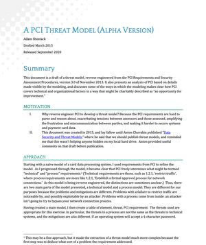 Cover page of whitepaper titled 'A PCI Threat Model'