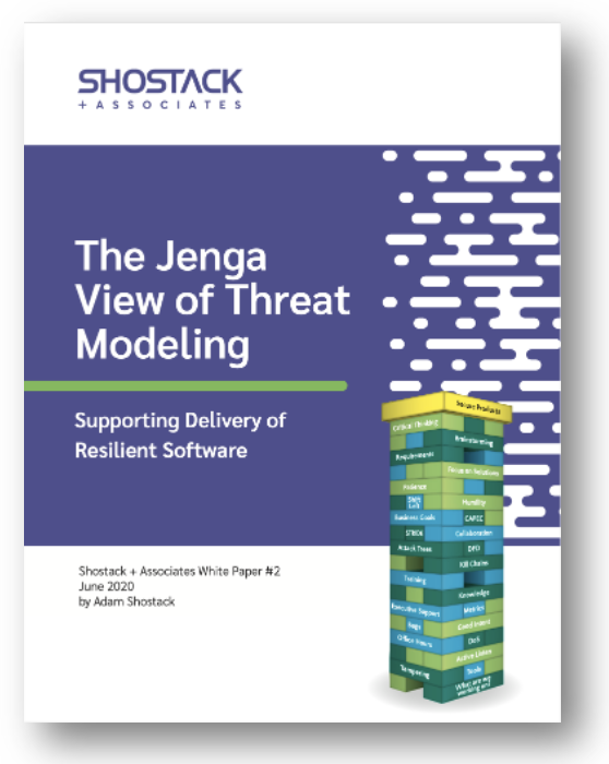 Cover page of whitepaper titled ‘The Jenga View of Threat Modeling’